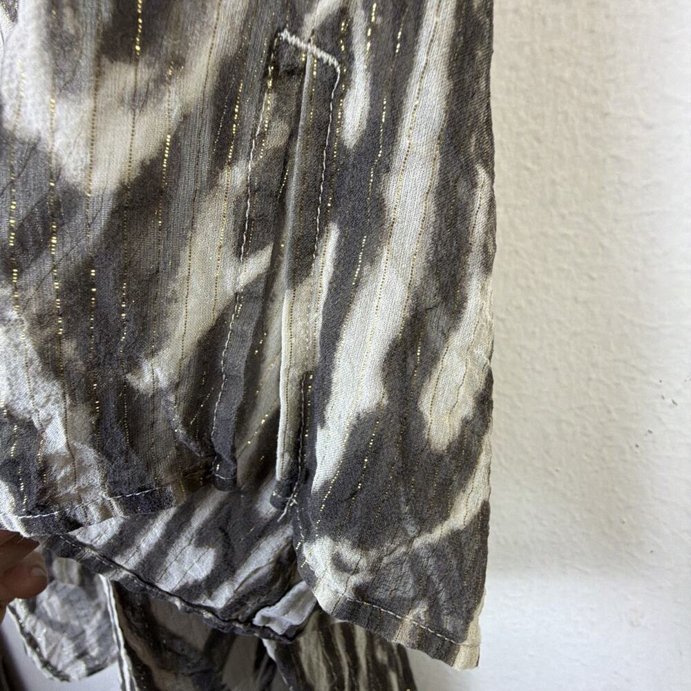 Chico's Animal Print Tunic Large silk brown gold bohemian beaded festival party - Picture 13 of 16